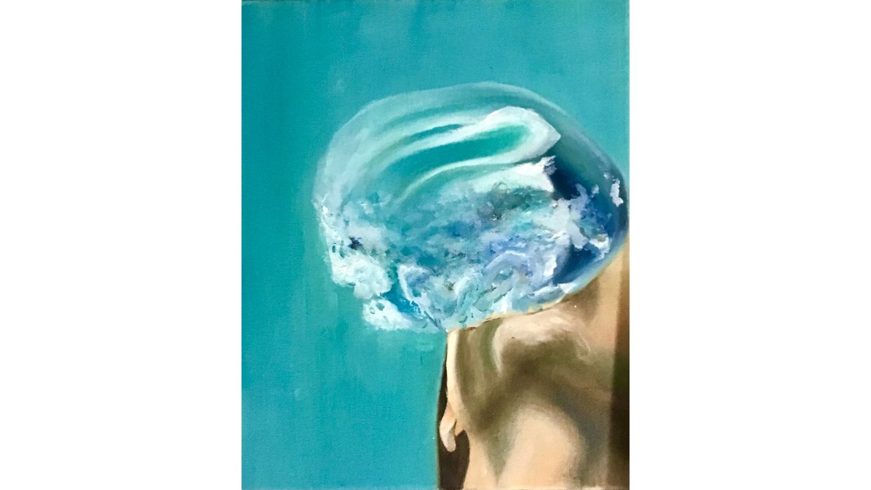 photo l'œuvre appartenant a la série "Sourdre" peinte par Solène Goget. vue de face.