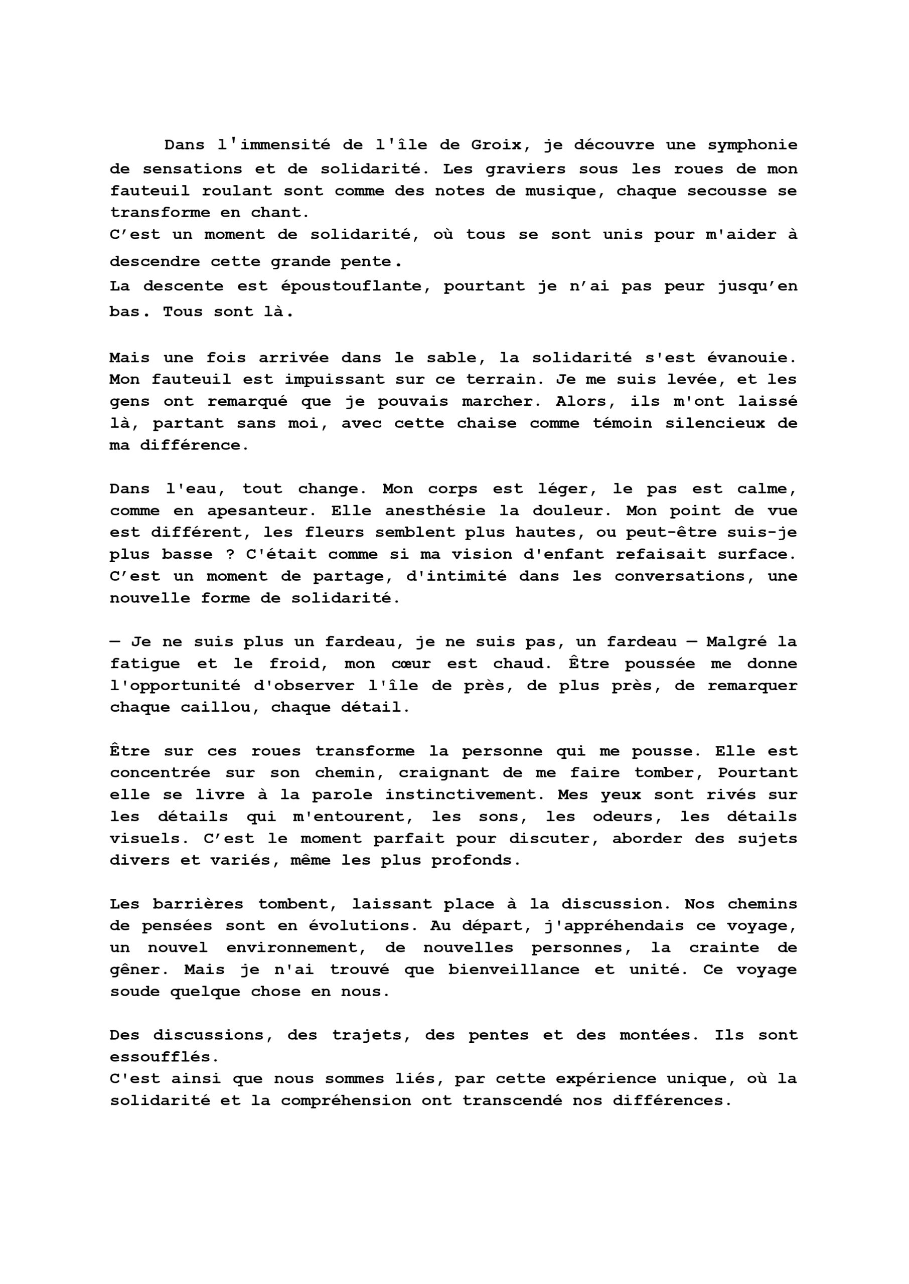 photo de l'installlation texte de solène goget dans le cadre de l'exposition "Trois jours a Groix".